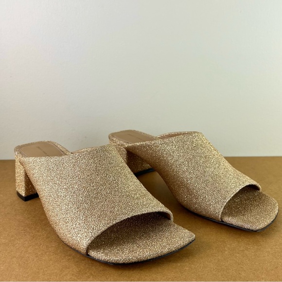 NEW DRIES VAN NOTEN GOLD GLITTER MULE SANDALS - Picture 2 of 13
